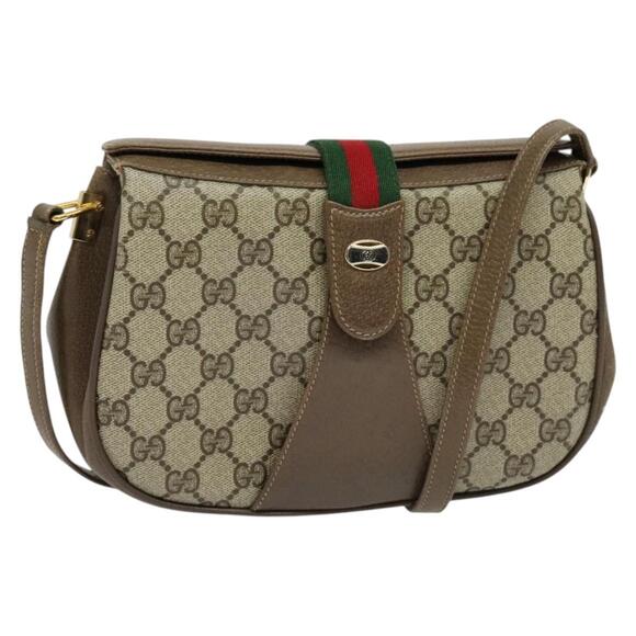 GUCCI GG Supreme Web Sherry Line Bag Pvc Beige Gold 72 02 024 - Picture 1 of 16
